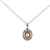 14K White Gold 99ct Spessartite Oval Surrounded with 1/8tw Diamond Pendant 18" Chain Necklace