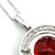 14K White Gold 6.19ct Garnet Circle Surrounded with .17tw Diamond Pendant 17" Chain Necklace