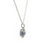14K White Gold 1.69ct Sapphire Circle Surrounded with .15tw Diamond Square Pendant 18" Chain Necklace