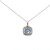 14K White Gold 1.69ct Sapphire Circle Surrounded with .15tw Diamond Square Pendant 18" Chain Necklace