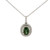 14K White Gold .97ct Green Sapphire Oval Surrounded With 1/10tw Diamond Pendant 18" Chain Necklace