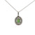 14K White Gold .97ct Green Sapphire Oval Surrounded With 1/10tw Diamond Pendant 18" Chain Necklace