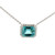 14K White Gold 4.02ct Zircon Rectangle Surrounded With .18tw Diamond Stationary Pendant 18" Chain Necklace