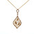 14K Gold 1/2tw Diamond Filigree Teardrop with Leaves Dangle Pendant 18" Chain Necklace