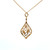 14K Gold 1/2tw Diamond Filigree Teardrop with Leaves Dangle Pendant 18" Chain Necklace