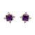 14K White Gold 2.08ct Amethyst Square with 1/8tw Diamond teardrops Post Earrings