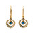 14K Gold 1.25ct Sapphire Circle Surrounded with 5/8tw Diamond Scalloped Circle Dangle Hook Earrings