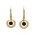 14K Gold 1.25ct Sapphire Circle Surrounded with 5/8tw Diamond Scalloped Circle Dangle Hook Earrings