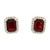14K White Gold 3.27ct Garnet Rectangle Surrounded with 1/5tw Diamond Post Earrings