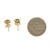 10K Yellow Gold Round Montana Sapphires with Hexagon Diamond Halo Stud Earrings