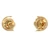 10K Yellow Gold Round Montana Sapphires with Hexagon Diamond Halo Stud Earrings