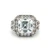 Sterling Silver Square Cut CZ with Halo Vintage Inspired Ring Size 7