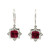 14K White Gold 2.34ct Malawi Garnet Square Surrounded with .07tw Diamond Squares Flower Dangle Hook Earrings
