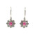 14K White Gold 2.34ct Malawi Garnet Square Surrounded with .07tw Diamond Squares Flower Dangle Hook Earrings