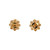 14K Gold .54ct Ruby Circle with .20tw Diamond Flower Petals Post Earrings