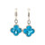 14K White Gold 18.23ct Blue Topaz Flower with 1/3tw Diamond Flower Petal Tips Lever Back Lock Earrings