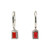 14K White Gold 2.45ct Garnet Rectangles with 1/5tw Diamond Lever Back Lock Dangle Earrings
