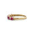 10K Gold Alternating Light Ruby Circle and Diamond Circle Ring Size 7