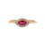 10K Gold Ruby Leaf Surrounded with Diamond Circles Ring Size 7.5