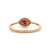 10K Gold Ruby Leaf Surrounded with Diamond Circles Ring Size 7.5