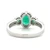 18K White Gold Oval Emerald with Two Emerald Accents and a Diamond Halo Ring Size 6.75