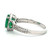 18K White Gold Oval Emerald with Two Emerald Accents and a Diamond Halo Ring Size 6.75