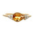 10K Gold Yellow Citrine Teardrop with Bilateral Diamond 3-Bezel Triangles Ring Size 6.5