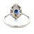 14K White Gold 0.31ct Round Sapphire with 1/8cttw Diamonds Shield Ring Size 6.75