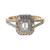 14K Gold Emerald-Cut Diamond in a Double Halo Setting Engagement Ring Size 7.5