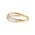 10K Gold Double Band Diamond Wave and Gold Beaded Band Ring Size 7