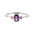 10K White Gold Amethyst Rectangle with Bilateral Diamond Bezels Ring Size 7