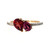 10K Gold 0.86tw Double Garnet Teardrops Flanked by .06tw Diamonds Ring Size 6.75