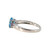 14K White Gold Blue Topaz Oval with Bilateral Amethyst Bezel Triangles Ring Size 6.75