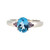 14K White Gold Blue Topaz Oval with Bilateral Amethyst Bezel Triangles Ring Size 6.75