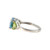 10K White Gold Center Blue Topaz Square with Bilateral  Peridot Triangles Ring Size 6.25