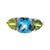 10K White Gold Center Blue Topaz Square with Bilateral  Peridot Triangles Ring Size 6.25