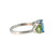 10K White Gold Center Blue Topaz Square with Bilateral  Peridot Triangles Ring Size 6.25