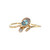 10K Gold .19tw Blue Topaz Oval with .10tw Diamond Halo and Accented Curlicue Bypass Band Ring Size 7