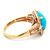 18K Yellow Gold Cabochon Square 3.69ct Sleeping Beauty Turquoise With 0.44cttw Diamond Halo Ring Size 6.75