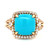 18K Yellow Gold Cabochon Square 3.69ct Sleeping Beauty Turquoise With 0.44cttw Diamond Halo Ring Size 6.75