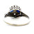Vintage Belais 18K White Gold Art Deco Filigree Hexagon Diamond Sapphire Ring Size 6.75