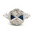 Vintage Belais 18K White Gold Art Deco Filigree Hexagon Diamond Sapphire Ring Size 6.75