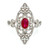 14K White Gold Vintage-Inspired Filigree 0.60ct Oval Ruby with 0.26cttw Diamond Accents Ring Size 6.75
