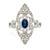 14K White Gold Vintage-Inspired Filigree 0.63ct Oval Sapphire with 0.26cttw Diamond Accents Ring Size 6.75