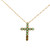 10K Gold 1.0tw Emerald Cross Pendant Necklace Chain 18'