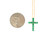 10K Gold 1.0tw Emerald Cross Pendant Necklace Chain 18'