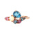 10K Rose Gold .64tw Multi-Gem Cluster with a .03tw Diamond Bezel Ring Size 6.5