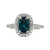 10K White Gold Blue Sapphire Cushion Oval with Diamond Halo Ring 5