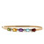 10K Gold Alternating Multi-Gem and .06tw Diamond Bangle Bracelet with a Safety Clasp Size 6.75