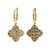14K Gold .42tw Emerald Accented Flower with 1.30tw Diamond Petals and Middle Dangle Lever-Back Clasp Earrings